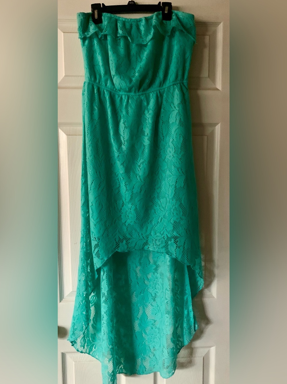 Trixxi Turquoise Lace High-Low Dress